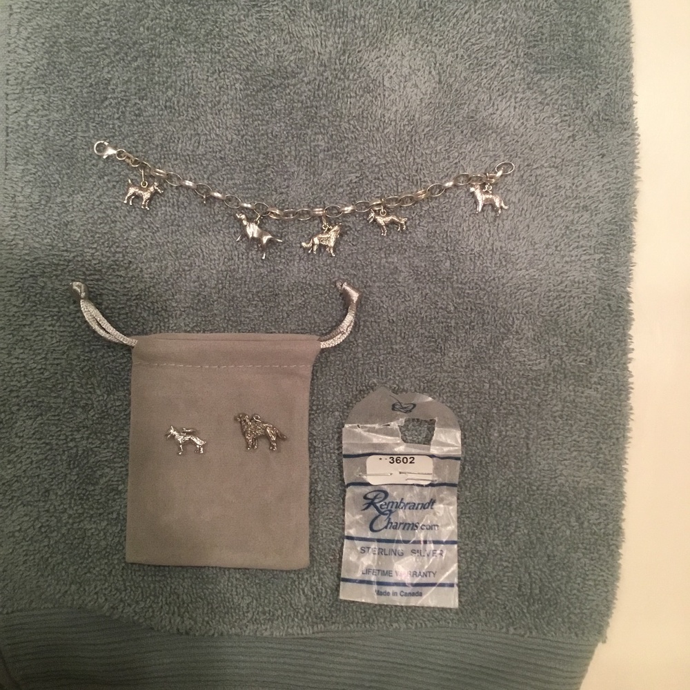 Sterling silver dog charm bracelet